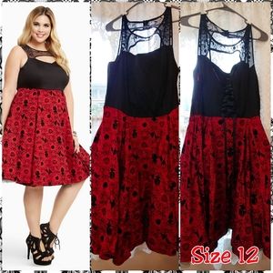 Torrid Snow White Black and Red Dress